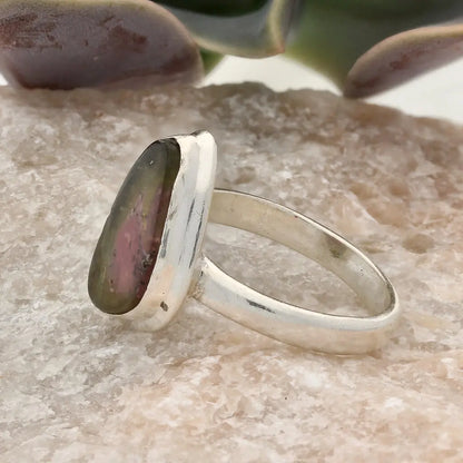 Get your Natural Watermelon Tourmaline Slice Ring Set in 925 Silver online now or in store at Forever Gems in Franschhoek, South Africa