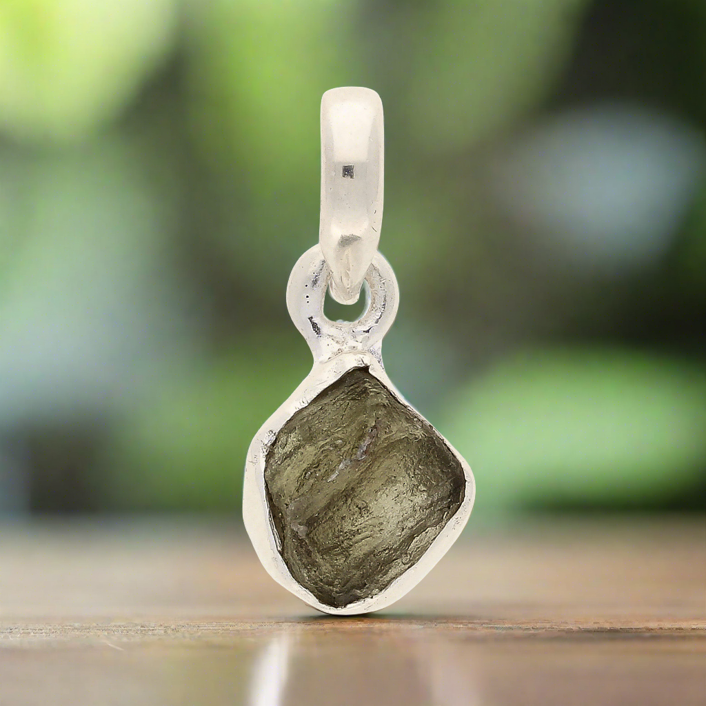Buy your Rough Cosmic Moldavite Silver Necklace online now or in store at Forever Gems in Franschhoek, South Africa