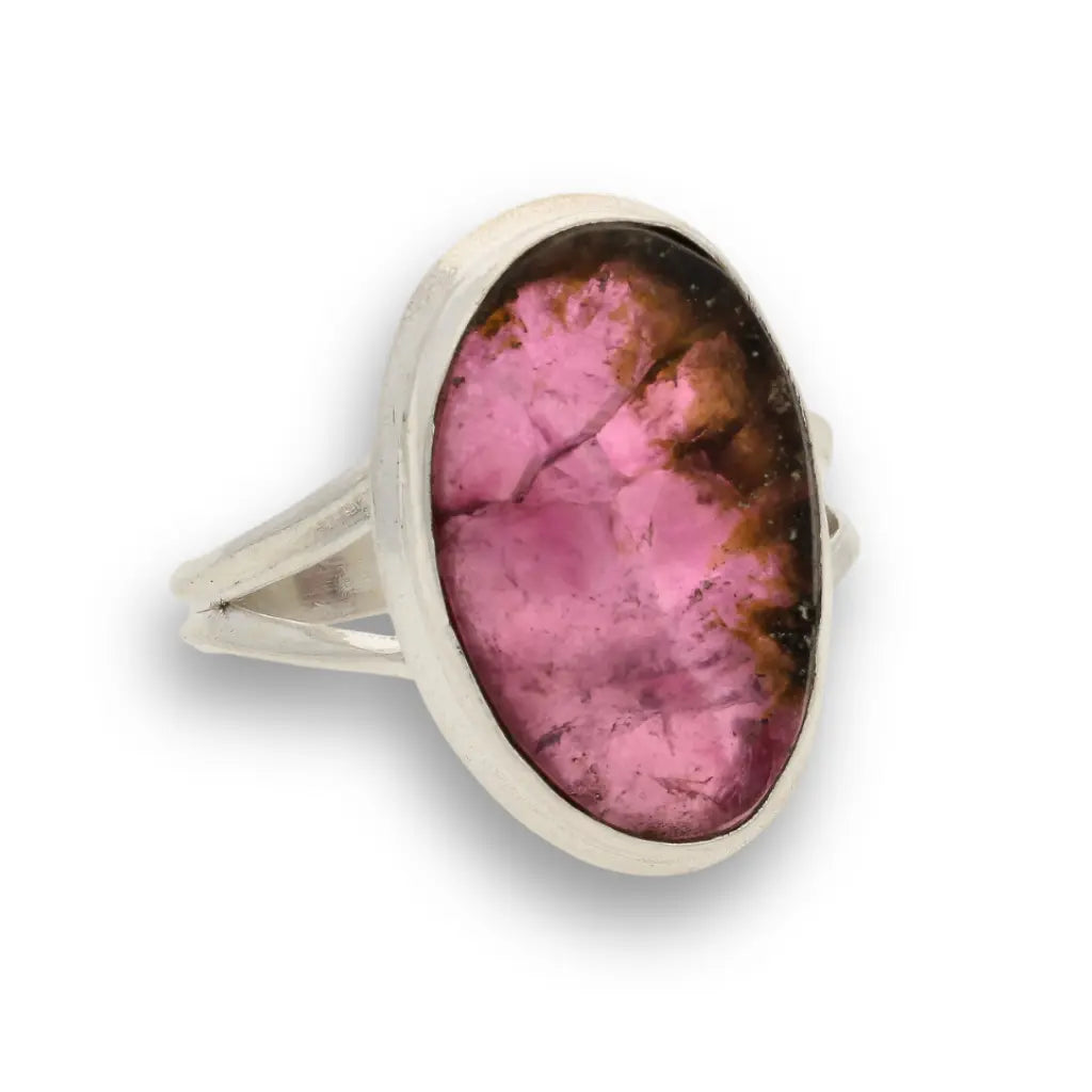 Get your Natural Watermelon Tourmaline Slice Ring Set in 925 Silver online now or in store at Forever Gems in Franschhoek, South Africa
