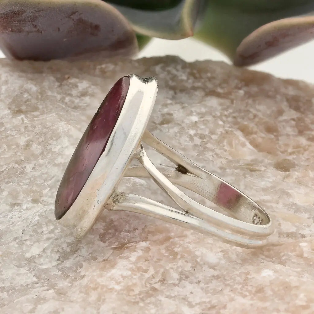 Get your Natural Watermelon Tourmaline Slice Ring Set in 925 Silver online now or in store at Forever Gems in Franschhoek, South Africa