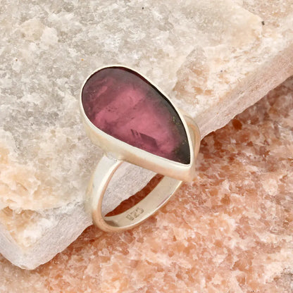 Get your Natural Watermelon Tourmaline Slice Ring Set in 925 Silver online now or in store at Forever Gems in Franschhoek, South Africa