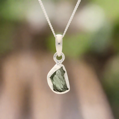 Buy your Earth's Heart Rough Moldavite Necklace online now or in store at Forever Gems in Franschhoek, South Africa