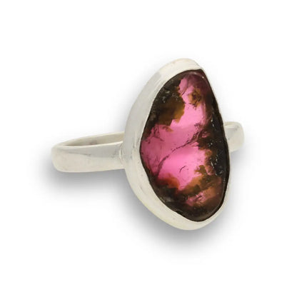 Get your Natural Watermelon Tourmaline Slice Ring Set in 925 Silver online now or in store at Forever Gems in Franschhoek, South Africa
