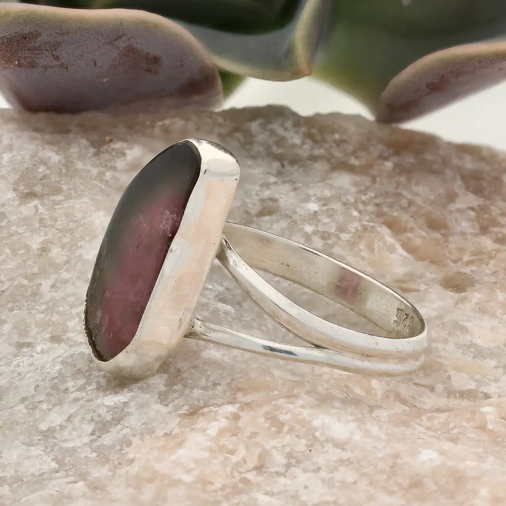 Get your Natural Watermelon Tourmaline Slice Ring Set in 925 Silver online now or in store at Forever Gems in Franschhoek, South Africa