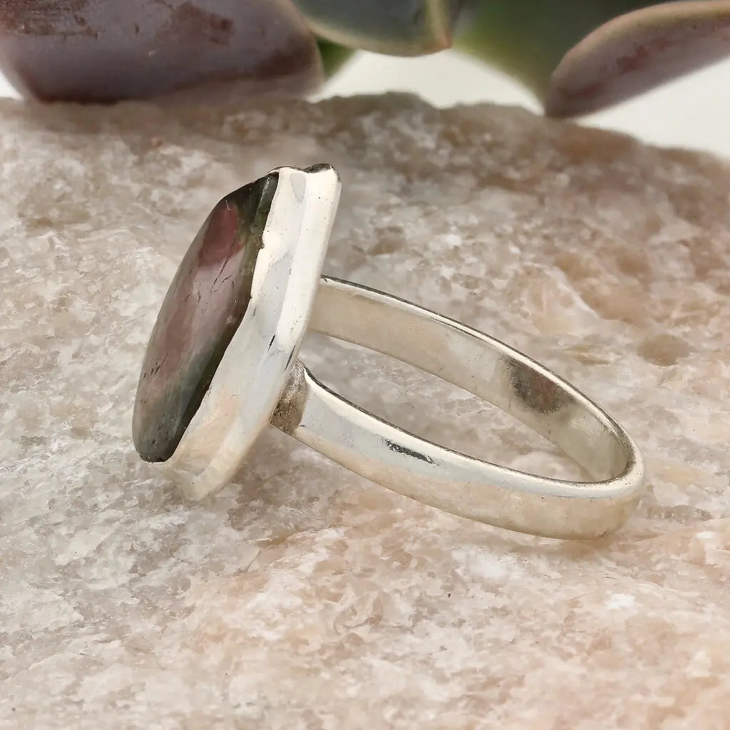 Get your Natural Watermelon Tourmaline Slice Ring Set in 925 Silver online now or in store at Forever Gems in Franschhoek, South Africa