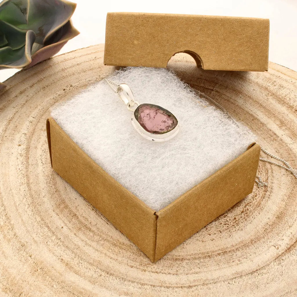 Get your Pink Watermelon Tourmaline Slice Necklace in Sterling Silver online now or in store at Forever Gems in Franschhoek, South Africa