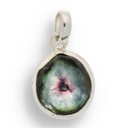 Get your Natural Watermelon Tourmaline Slice Necklace in Sterling Silver online now or in store at Forever Gems in Franschhoek, South Africa