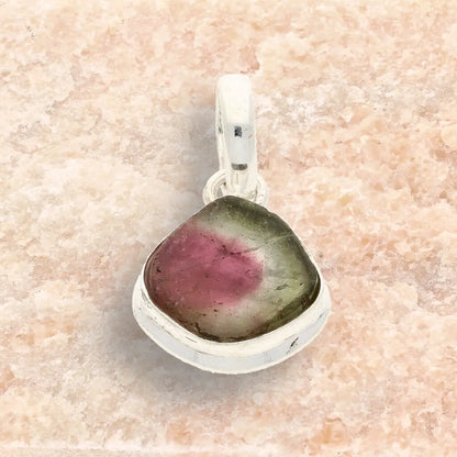 Get your Pink Watermelon Tourmaline Slice Pendant Necklace in Silver online now or in store at Forever Gems in Franschhoek, South Africa