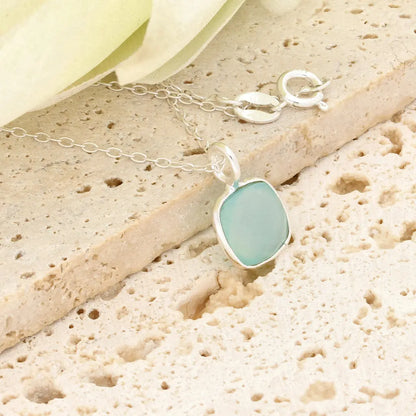 Blue Chalcedony Sterling Silver Necklace – Soft Aqua Stone