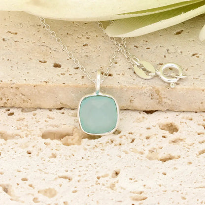 Blue Chalcedony Sterling Silver Necklace – Soft Aqua Stone