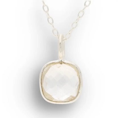Quartz Sterling Silver Necklace – Elegant Square Gemstone