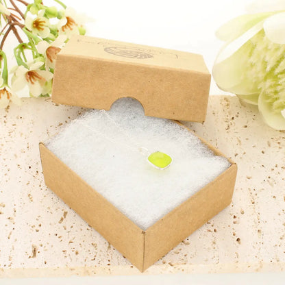 Lime Chalcedony Sterling Silver Necklace – Square Gemstone