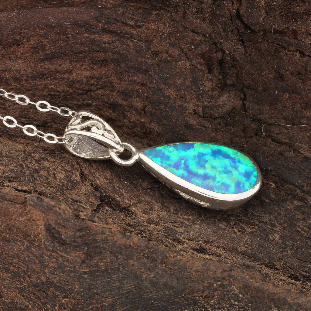 Buy your Secret Garden: Teardrop Synthetic Opal Necklace online now or in store at Forever Gems in Franschhoek, South Africa
