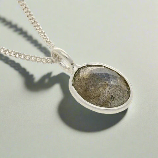 Buy your Mystic Oval - Faceted Oval Labradorite Necklace online now or in store at Forever Gems in Franschhoek, South Africa