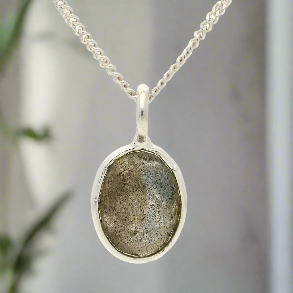 Buy your Mystic Oval - Faceted Oval Labradorite Necklace online now or in store at Forever Gems in Franschhoek, South Africa