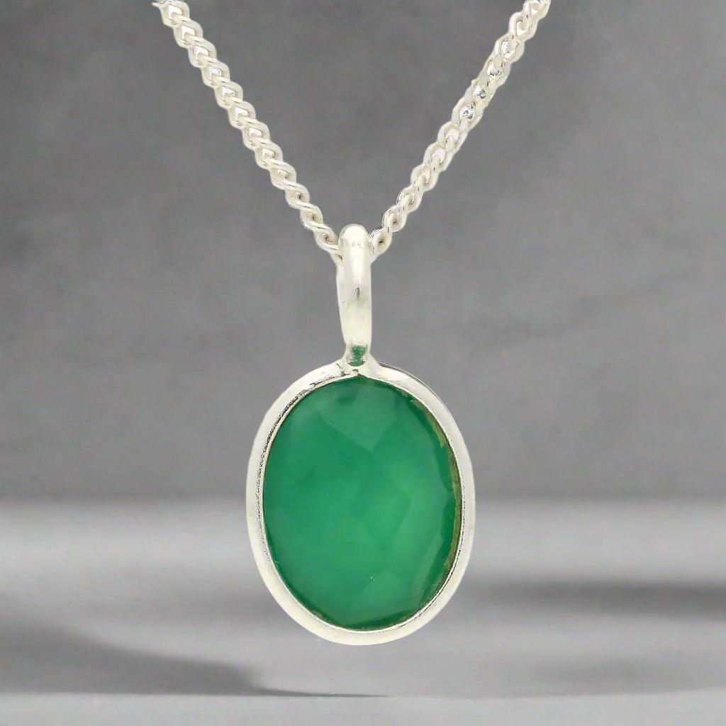 Buy your Lush Balance - Faceted Oval Green Onyx Necklace online now or in store at Forever Gems in Franschhoek, South Africa