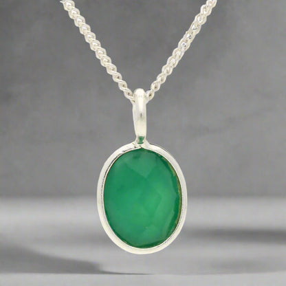 Buy your Lush Balance - Faceted Oval Green Onyx Necklace online now or in store at Forever Gems in Franschhoek, South Africa