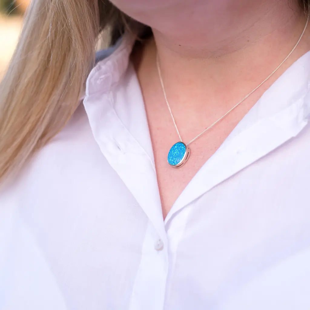Buy your Firelight Collection: Oval Synthetic Opal Necklace online now or in store at Forever Gems in Franschhoek, South Africa