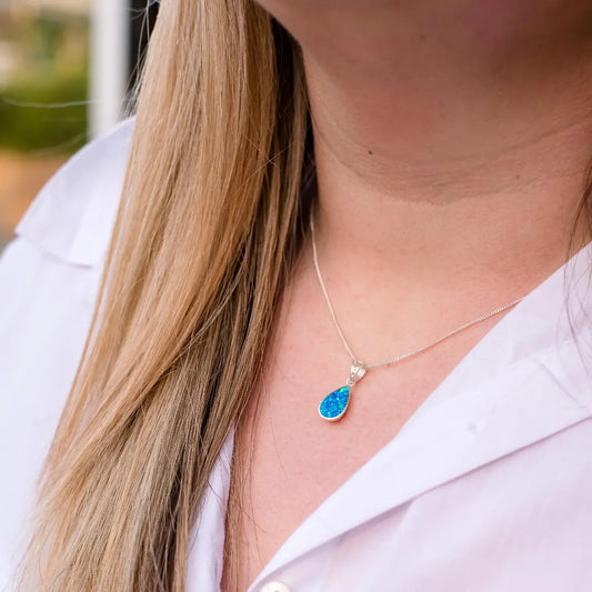 Buy your Secret Garden: Teardrop Synthetic Opal Necklace online now or in store at Forever Gems in Franschhoek, South Africa