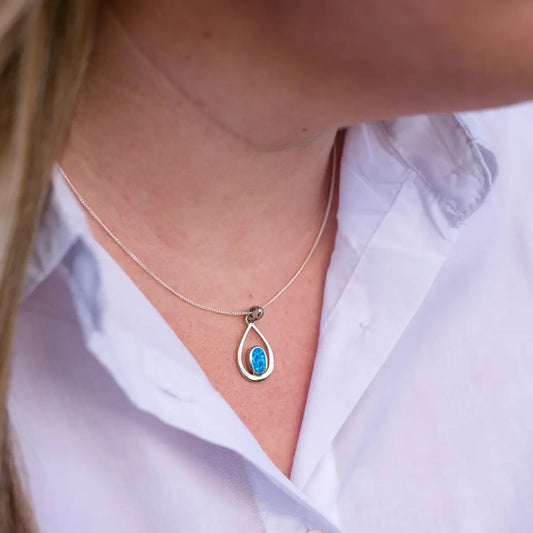 Buy your Enchanted Raindrop: Heart Synthetic Opal Necklace online now or in store at Forever Gems in Franschhoek, South Africa