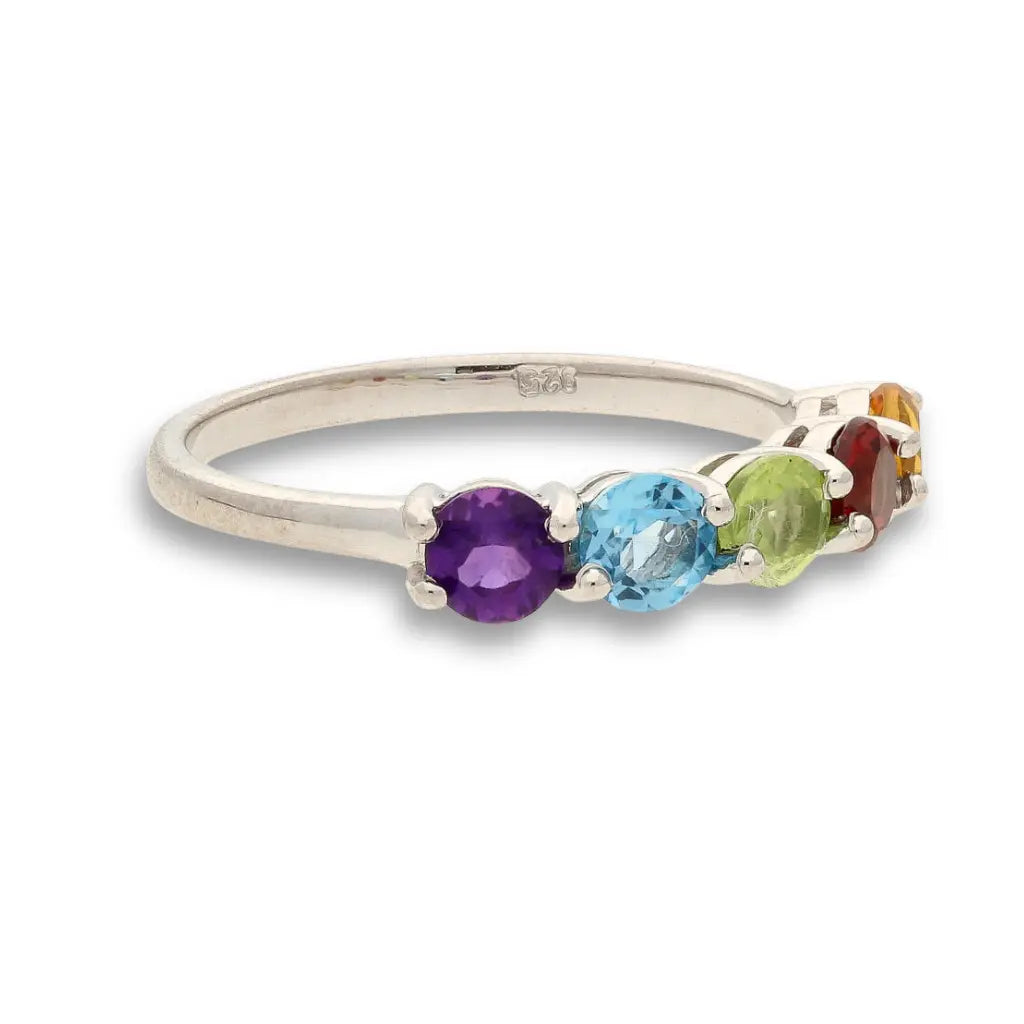 Buy your Gemstone Symphony: Garnet, Peridot & Yellow Topaz Silver Band online now or in store at Forever Gems in Franschhoek, South Africa