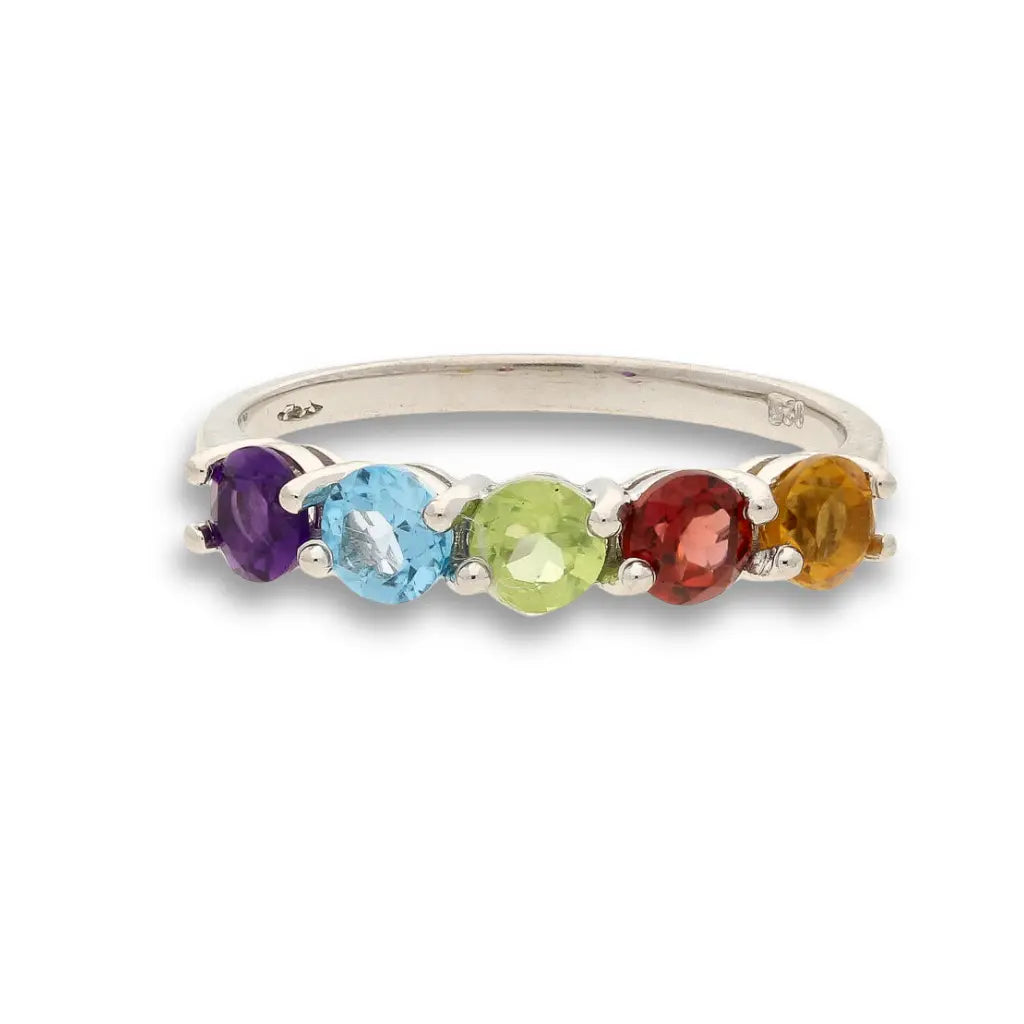 Buy your Gemstone Symphony: Garnet, Peridot & Yellow Topaz Silver Band online now or in store at Forever Gems in Franschhoek, South Africa