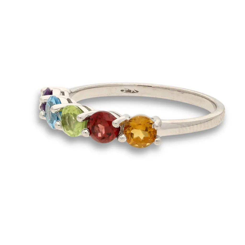 Buy your Gemstone Symphony: Garnet, Peridot & Yellow Topaz Silver Band online now or in store at Forever Gems in Franschhoek, South Africa