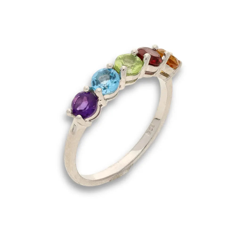 Buy your Gemstone Symphony: Garnet, Peridot & Yellow Topaz Silver Band online now or in store at Forever Gems in Franschhoek, South Africa