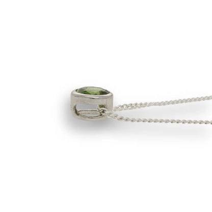 Verdant Glow Natural Green Tourmaline Tube Set Slider Necklace