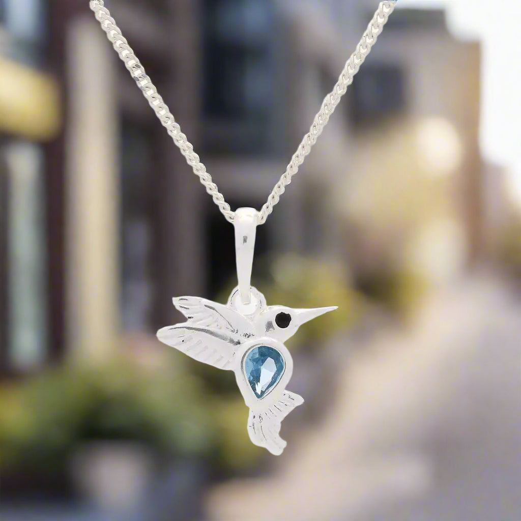Buy your Blue Cubic Zirconia Hummingbird Necklace - Soaring Dreams online now or in store at Forever Gems in Franschhoek, South Africa