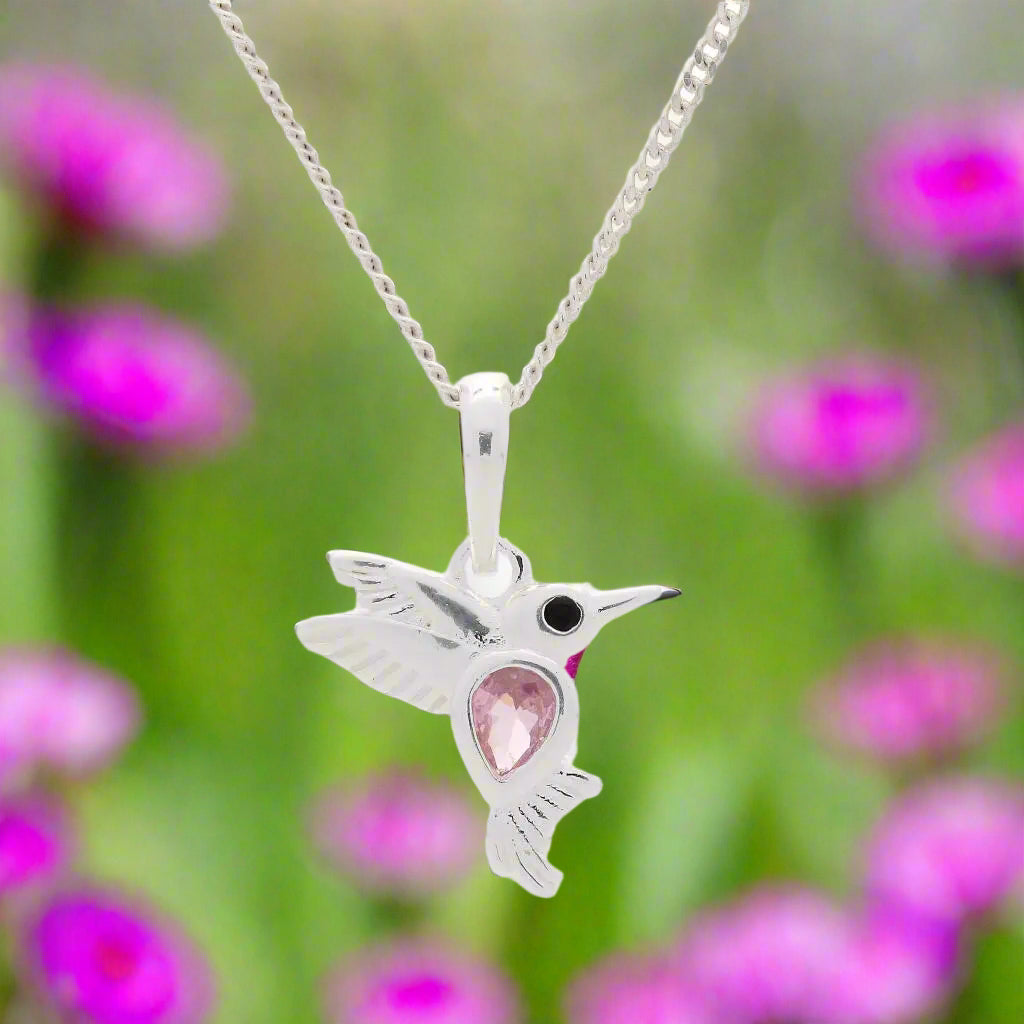 Buy your Pink Cubic Zirconia Hummingbird Necklace - Sweet Whispers online now or in store at Forever Gems in Franschhoek, South Africa