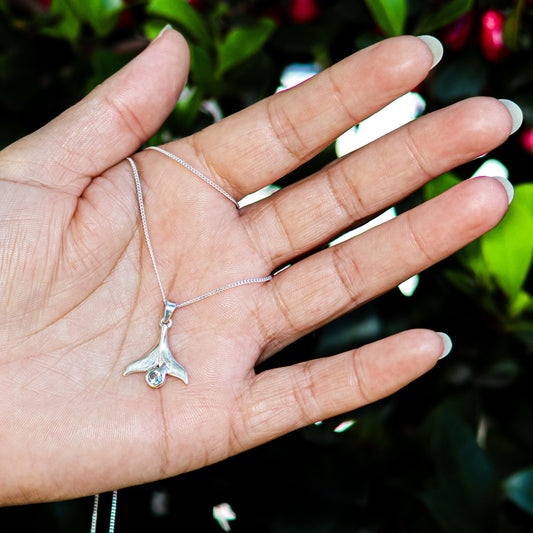 Buy your Blue Topaz Whale Tail Pendant - Ocean Whisper online now or in store at Forever Gems in Franschhoek, South Africa
