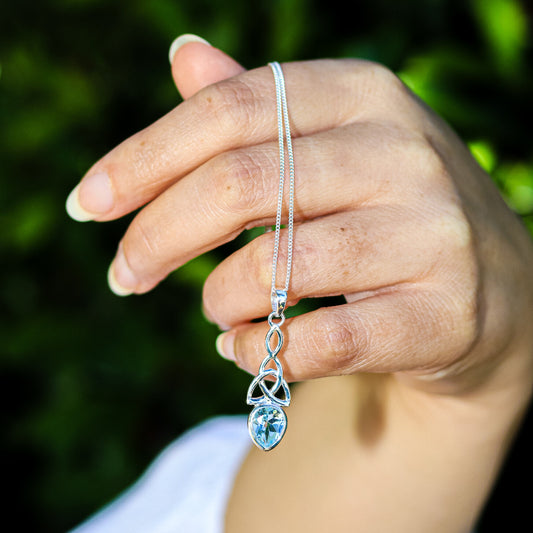 Buy your Blue Topaz Teardrop Sterling Silver Pendant - The Trinity Knot online now or in store at Forever Gems in Franschhoek, South Africa
