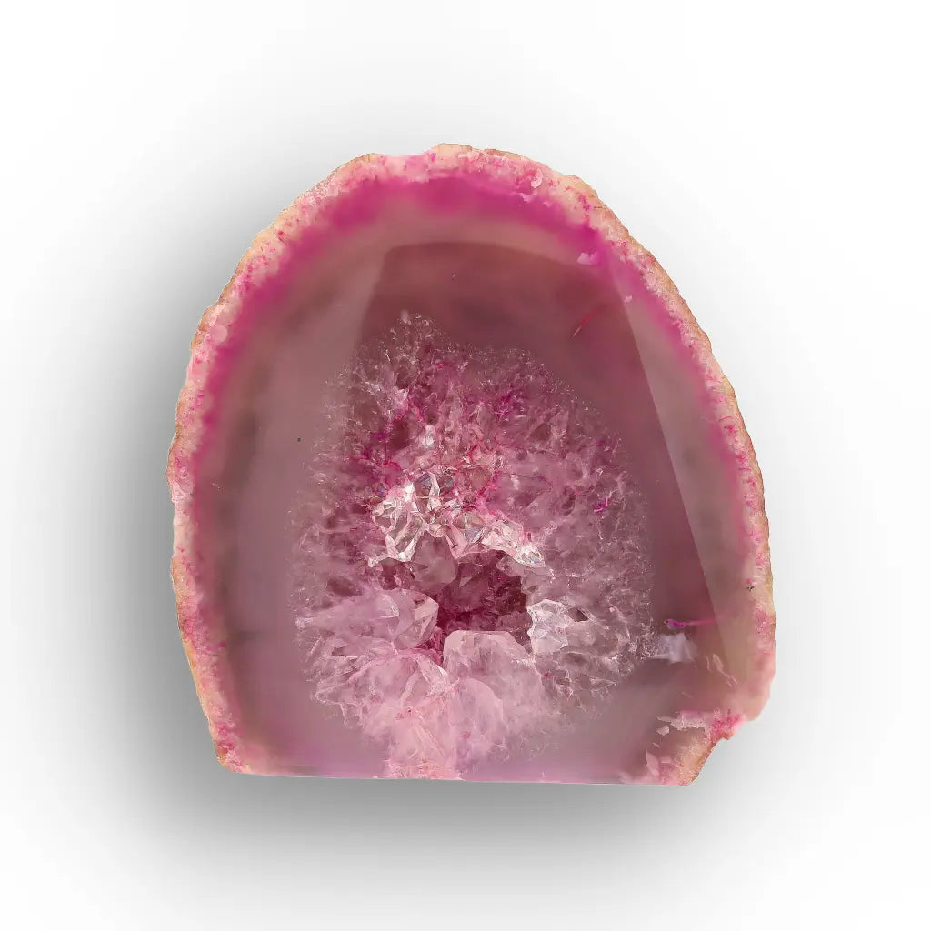Get your Pink Agate Flat Base Crystal Geode Slice online now or in store at Forever Gems in Franschhoek, South Africa