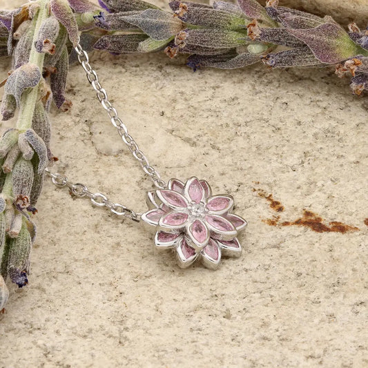 Get your Romantic Pink Cubic Zirconia Sterling Silver Blossom Pendant online now or in store at Forever Gems in Franschhoek, South Africa