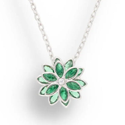 Get your Inspired by Nature: Elegant Green CZ Sterling Silver Flower Necklace online now or in store at Forever Gems in Franschhoek, South Africa