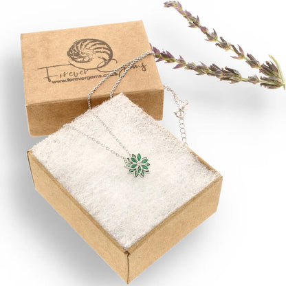 Get your Inspired by Nature: Elegant Green CZ Sterling Silver Flower Necklace online now or in store at Forever Gems in Franschhoek, South Africa