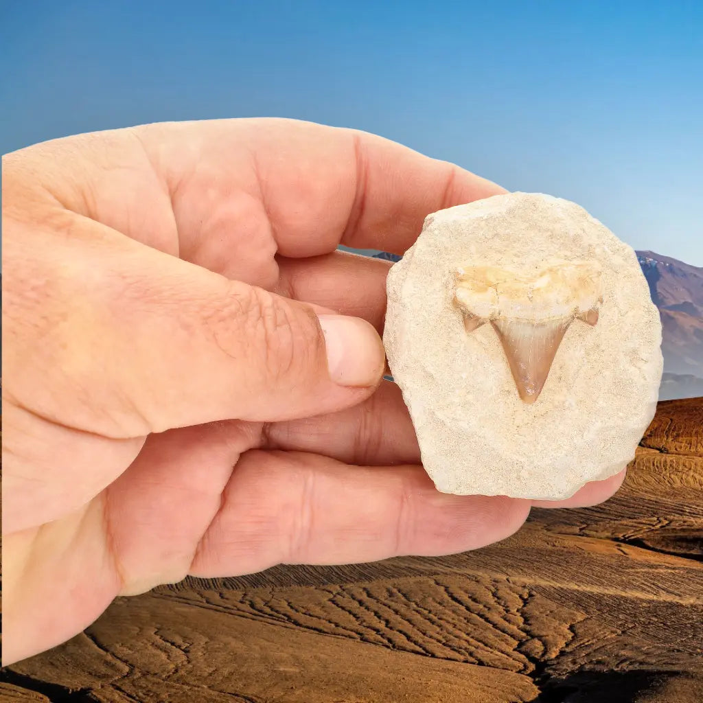 Get your Small Shark Tooth on Matrix Fossil Morocco online now or in store at Forever Gems in Franschhoek, South Africa