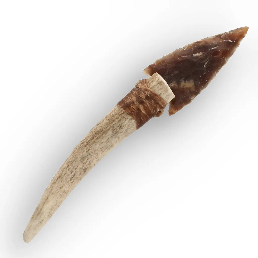 Prehistoric Stone Knife Replica with Chert & Antler Handle