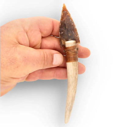 Prehistoric Stone Knife Replica with Chert & Antler Handle