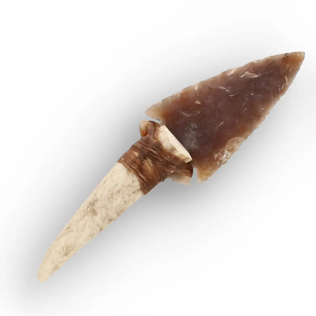 Hafted Stone Knife Replica with Chert Blade & Deer Antler