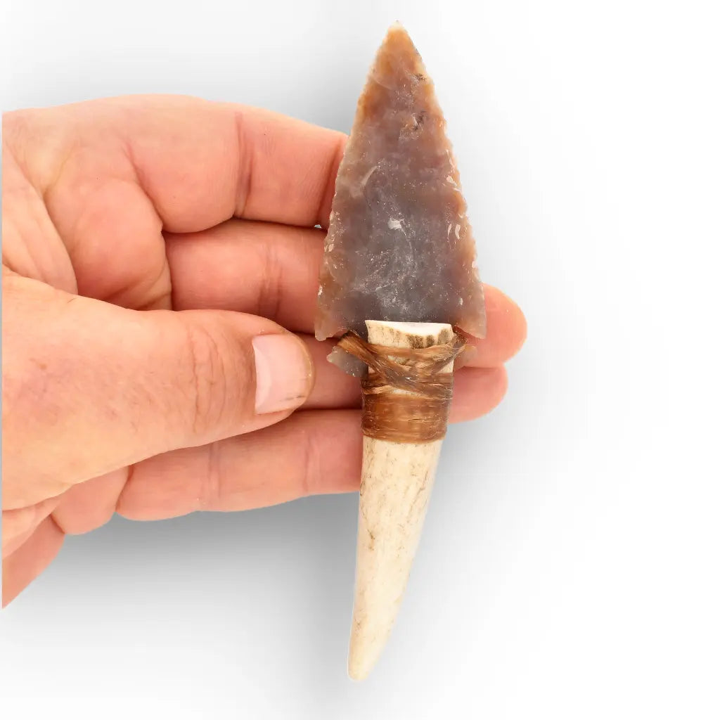 Hafted Stone Knife Replica with Chert Blade & Deer Antler