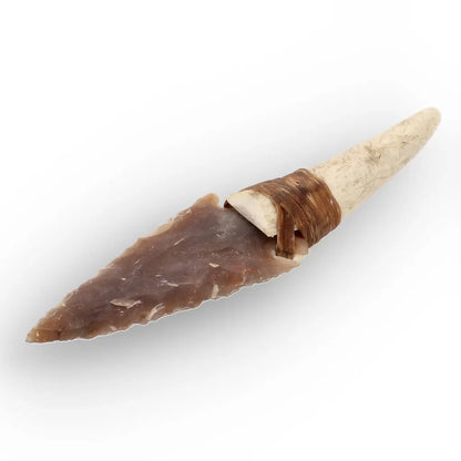 Hafted Stone Knife Replica with Chert Blade & Deer Antler