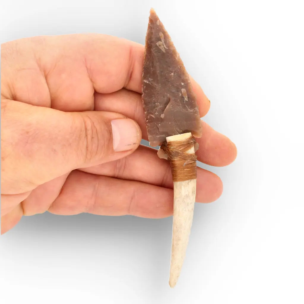 Prehistoric Chert Knife Replica with Deer Antler Handle