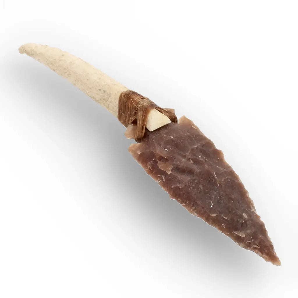 Prehistoric Chert Knife Replica with Deer Antler Handle