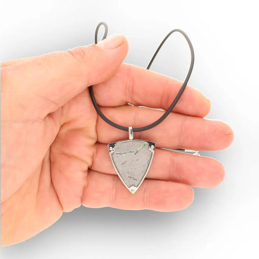 Get your Authentic Aletai Meteorite Triangle Necklace online now or in store at Forever Gems in Franschhoek, South Africa