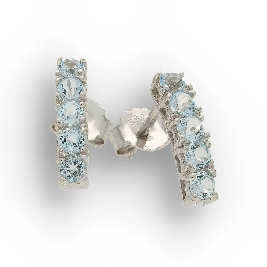 Get your Natural Blue Topaz Bar Stud Earrings - 925 Sterling Silver online now or in store at Forever Gems in Franschhoek, South Africa
