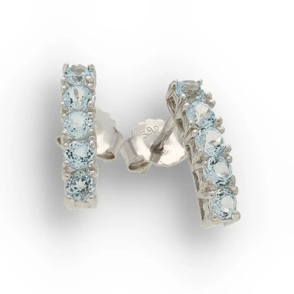 Get your Natural Blue Topaz Bar Stud Earrings - 925 Sterling Silver online now or in store at Forever Gems in Franschhoek, South Africa