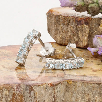 Get your Natural Blue Topaz Bar Stud Earrings - 925 Sterling Silver online now or in store at Forever Gems in Franschhoek, South Africa
