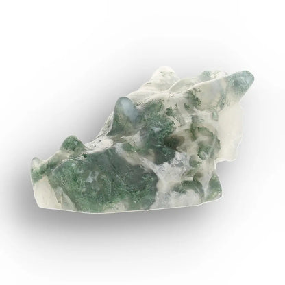 Moss Agate Dragon Carving with Natural Green Inclusions